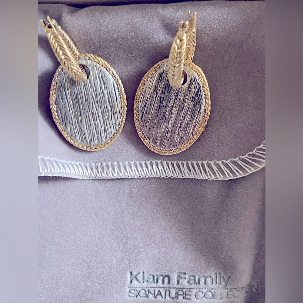 Lia Sophia two tone earrings. New in box.